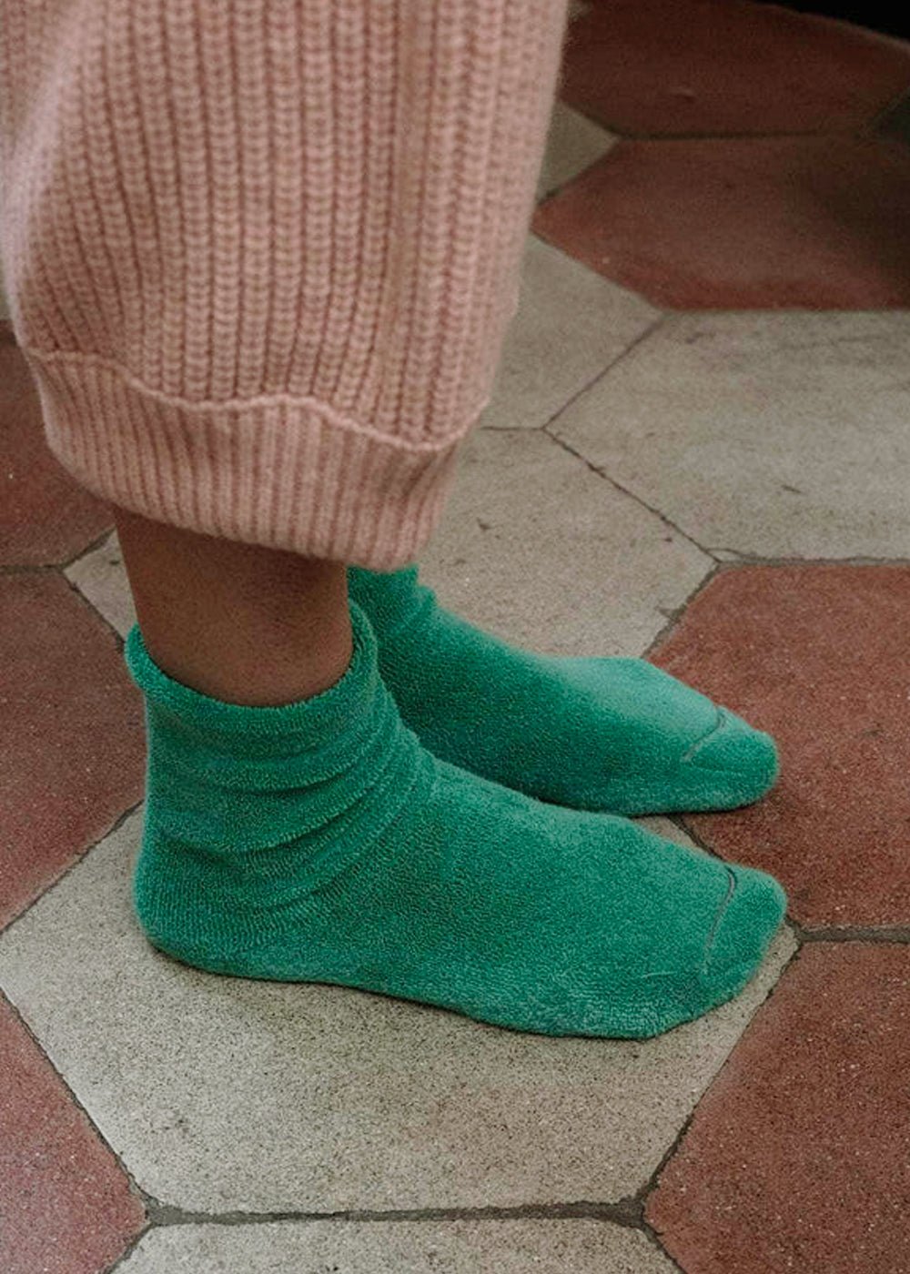 Baserange Pim Green Buckle Overankle Socks - New Classics Studios Sustainable Ethical Fashion Canada