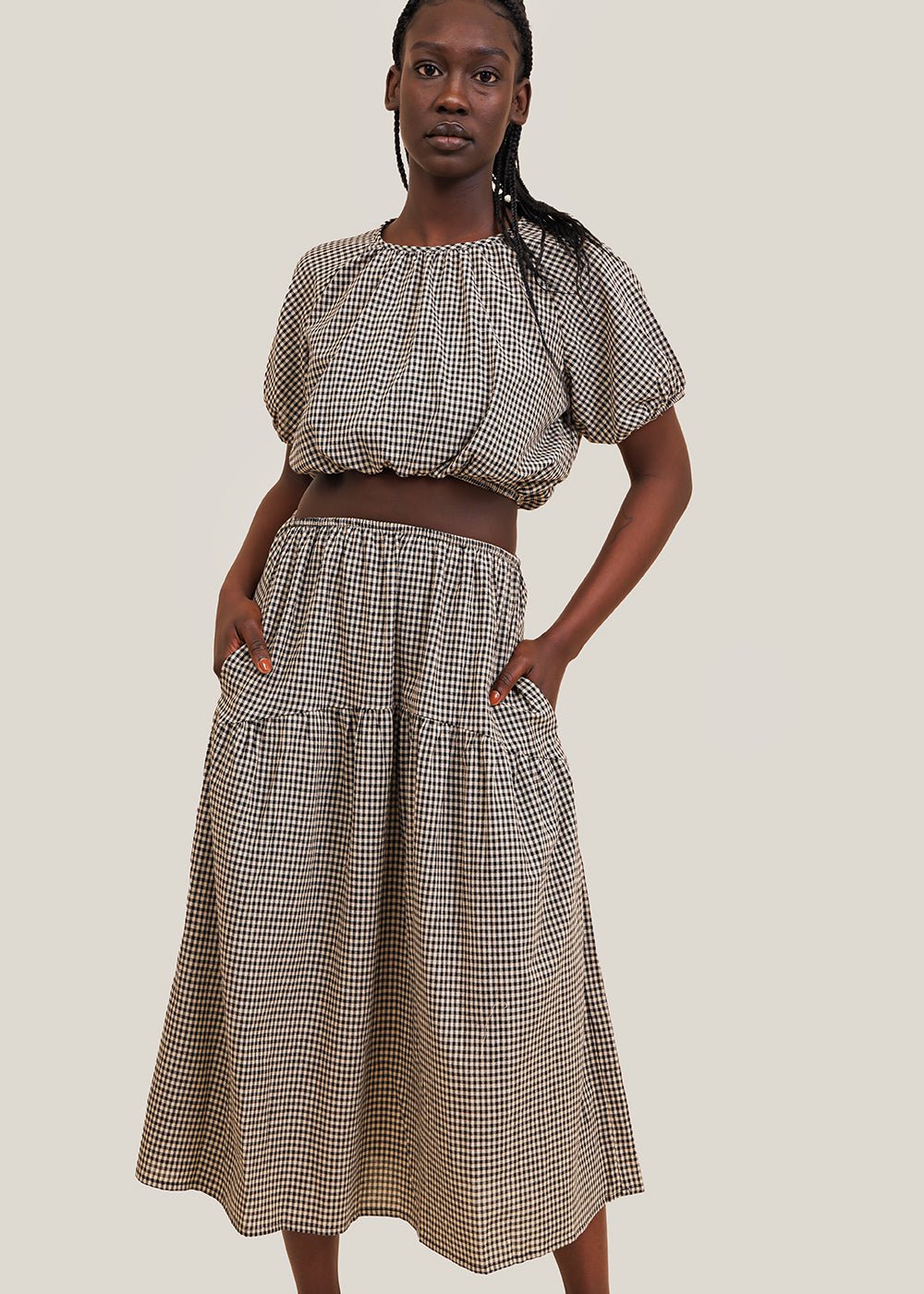 Bronze Age Dani Gingham Field Skirt - New Classics Studios Sustainable Ethical Fashion Canada