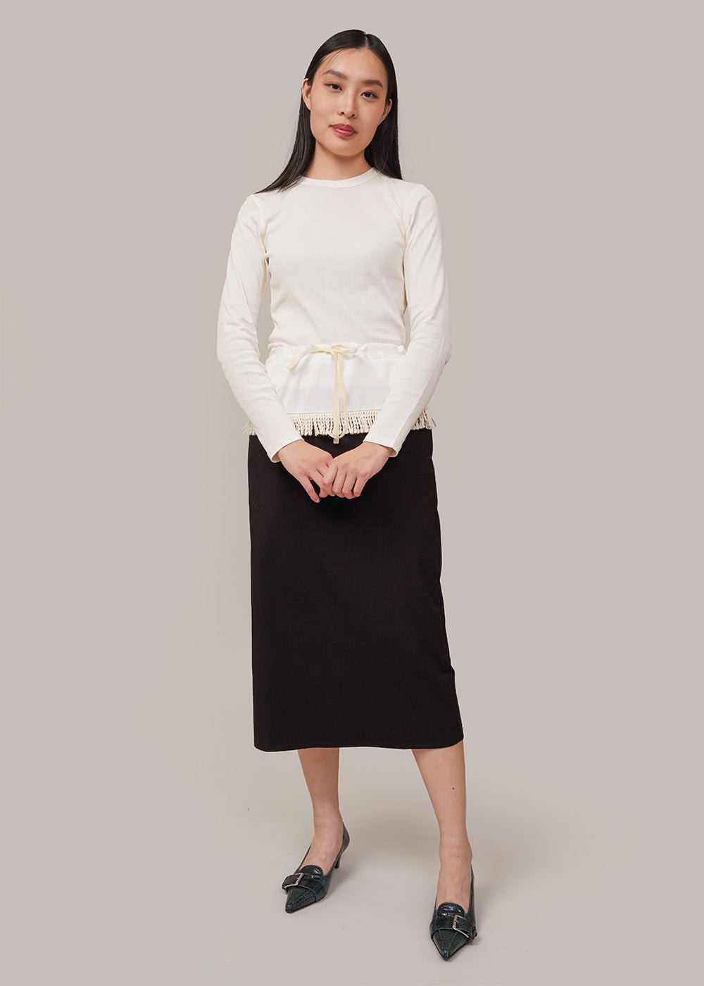 By Signe Black/White Frill Skirt - New Classics Studios Sustainable Ethical Fashion Canada