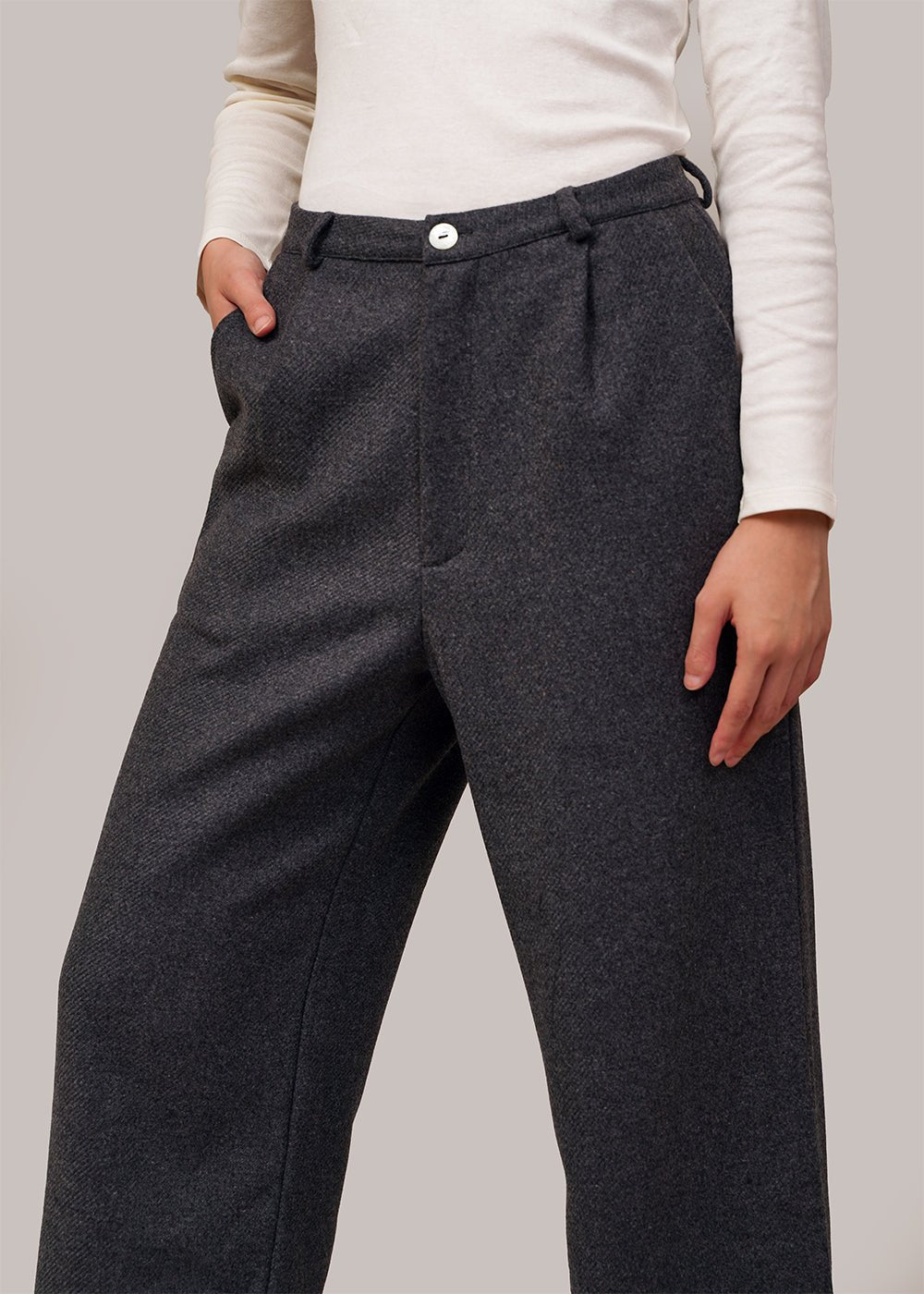 Liv Flannel Pants in Grey by BY SIGNE – New Classics Studios