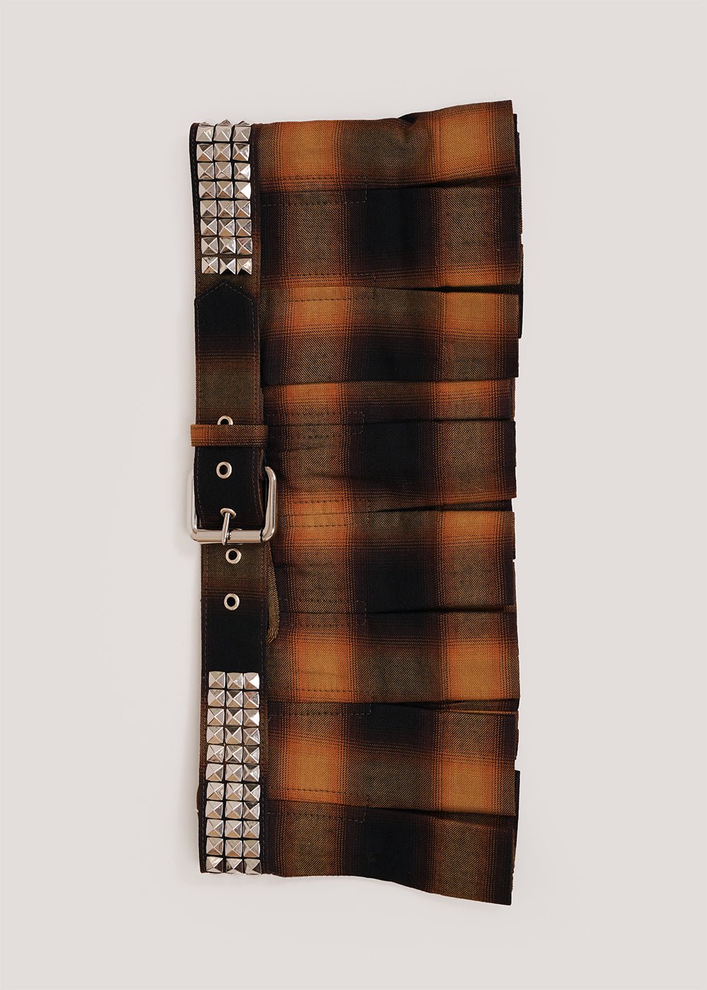Collina Strada Brown Check Pleated Skirt Belt - New Classics Studios Sustainable Ethical Fashion Canada