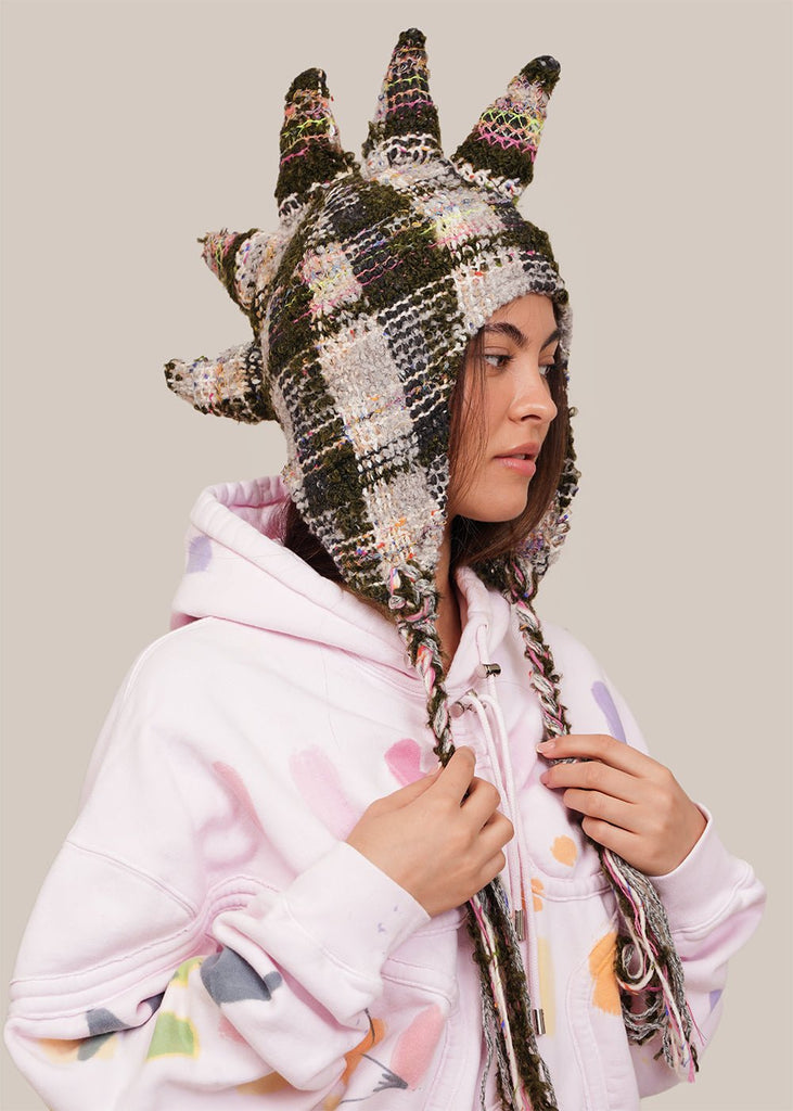 Collina Strada Vitelli Plaid Spikey Hat - New Classics Studios Sustainable Ethical Fashion Canada