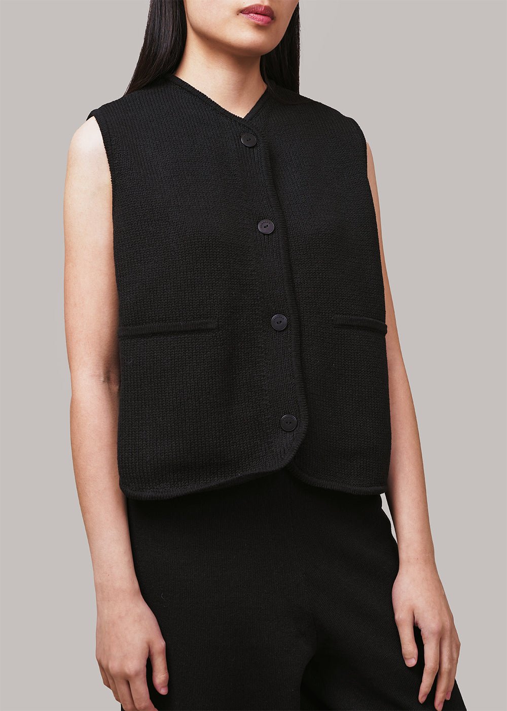Cordera Black Boxy Cotton Waistcoat - New Classics Studios Sustainable Ethical Fashion Canada