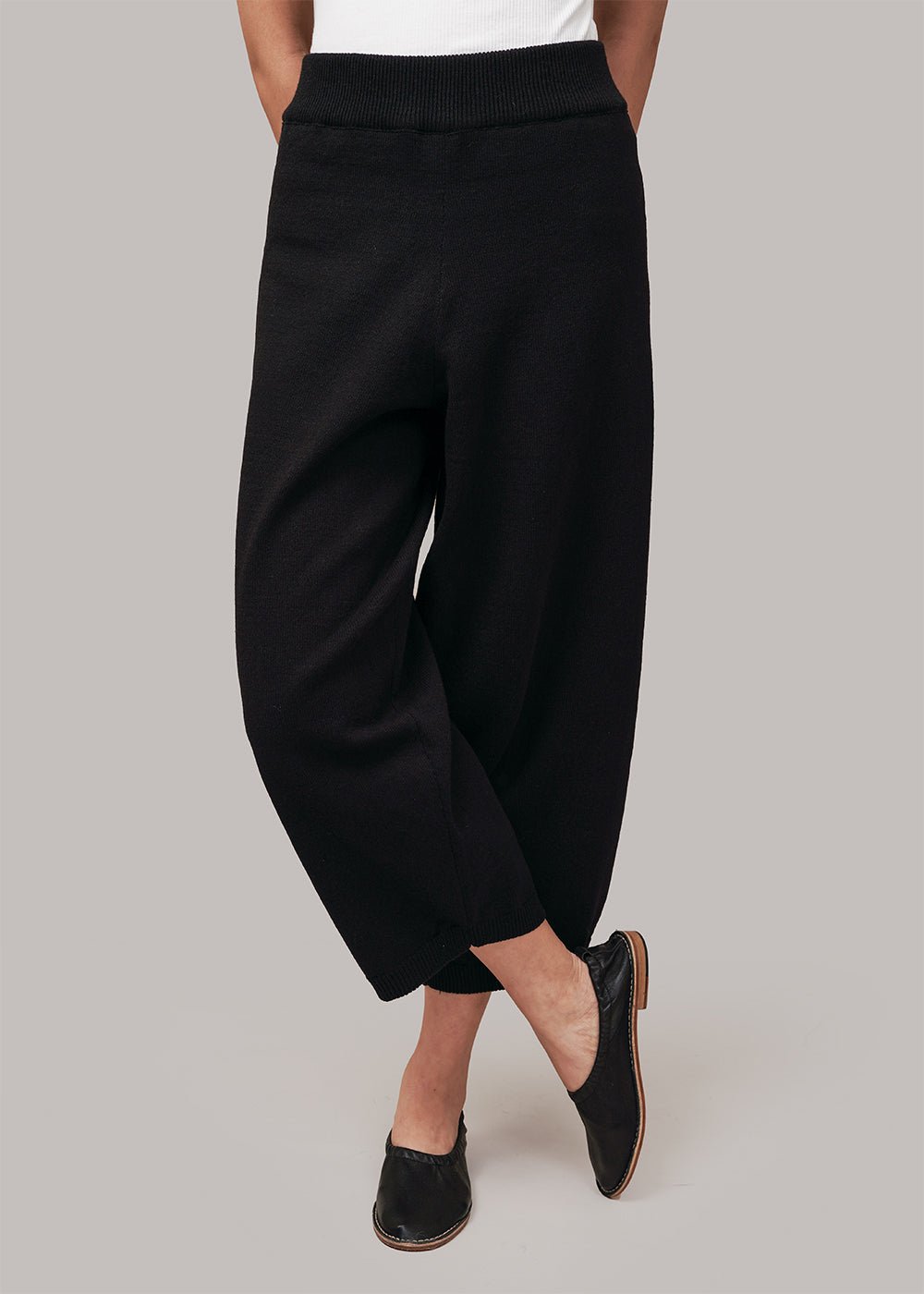 Cordera Black Cotton Knitted Pants - New Classics Studios Sustainable Ethical Fashion Canada