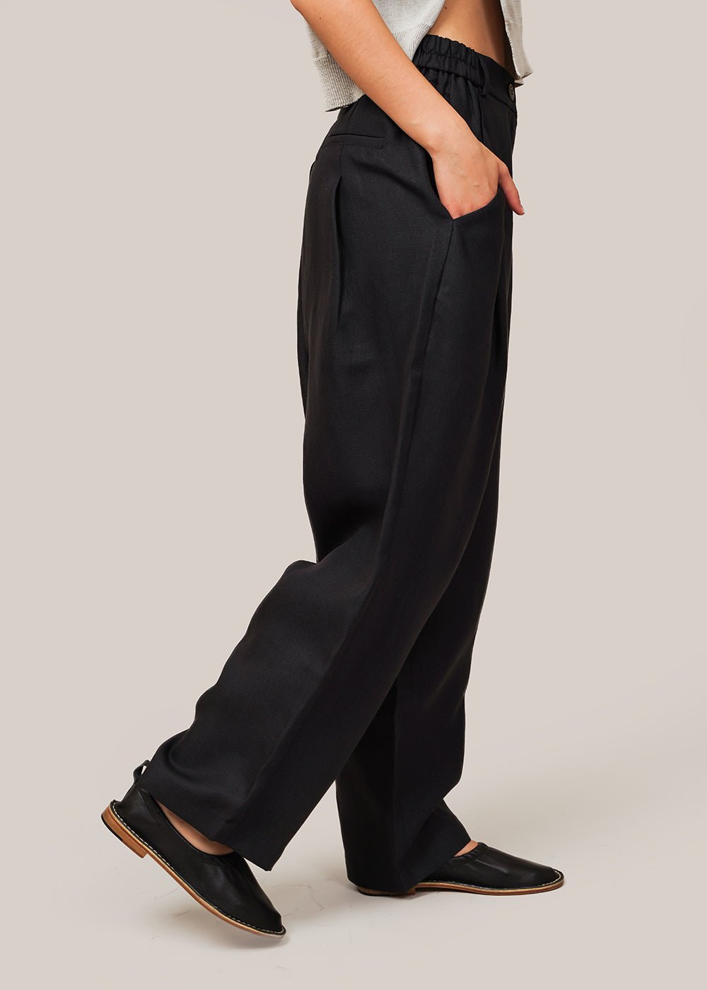 Tall Seam Front Relaxed Wide Leg Pants