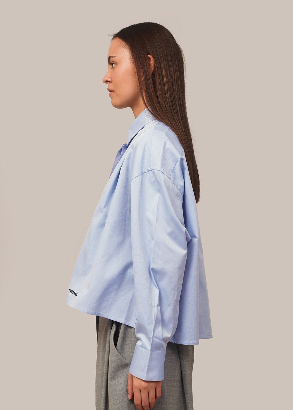 Cordera Blue Front Pleats Shirt - New Classics Studios Sustainable Ethical Fashion Canada