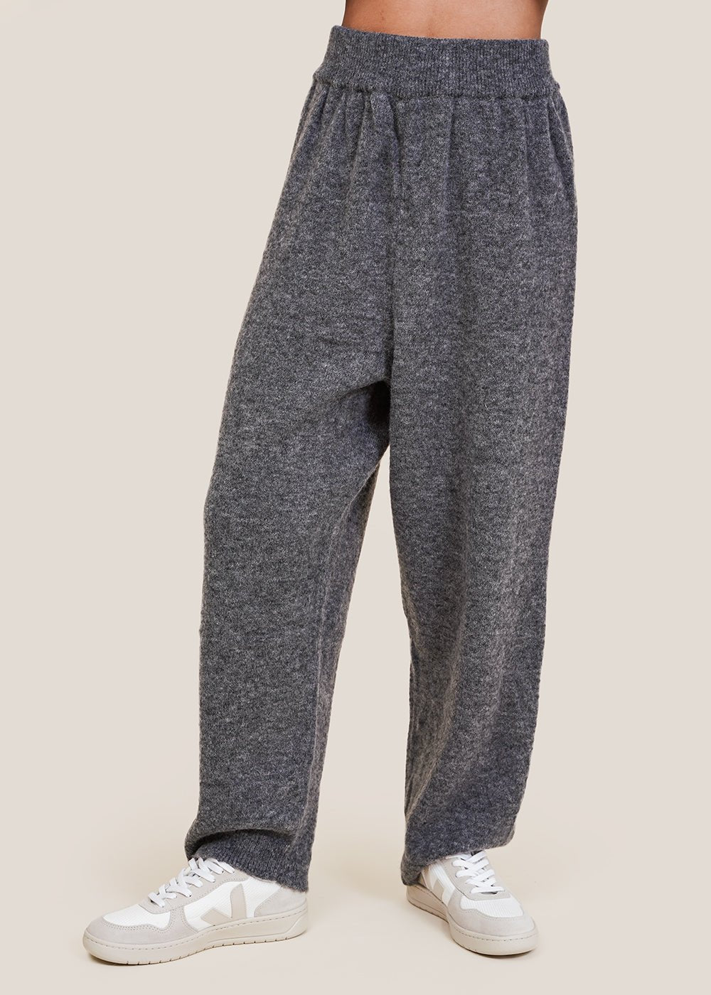 Grey Baby Alpaca Knit Pants