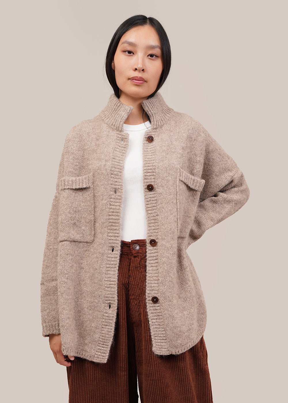 WOOL-BLEND HANDMADE COAT - TAUPE — MIJEONG PARK - LA based womenswear label