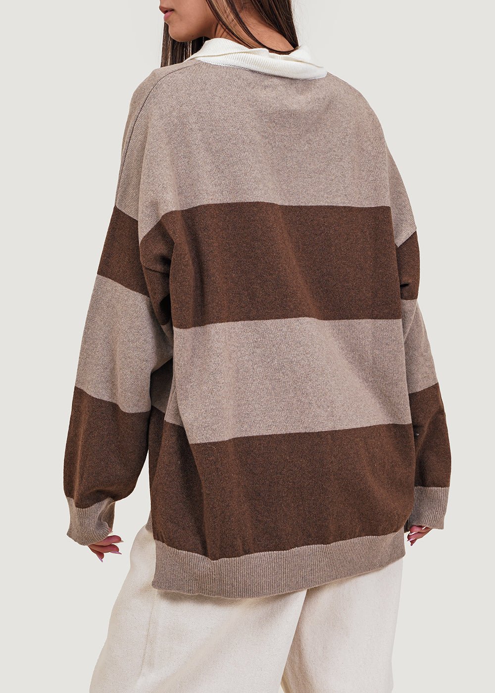 Cordera Taupe Cashmere Polo Sweater - New Classics Studios Sustainable Ethical Fashion Canada