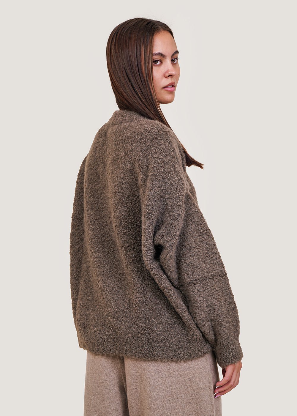 Cordera Vetiver Bouclé Sweater - New Classics Studios Sustainable Ethical Fashion Canada