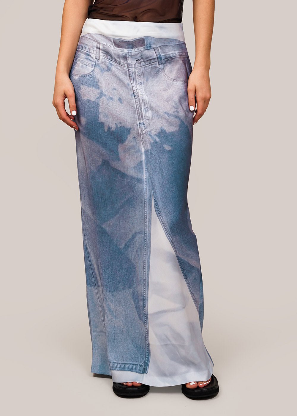 Handy Jean Print Silky Ankle Skirt in Blue by ELLISS – New Classics Studios