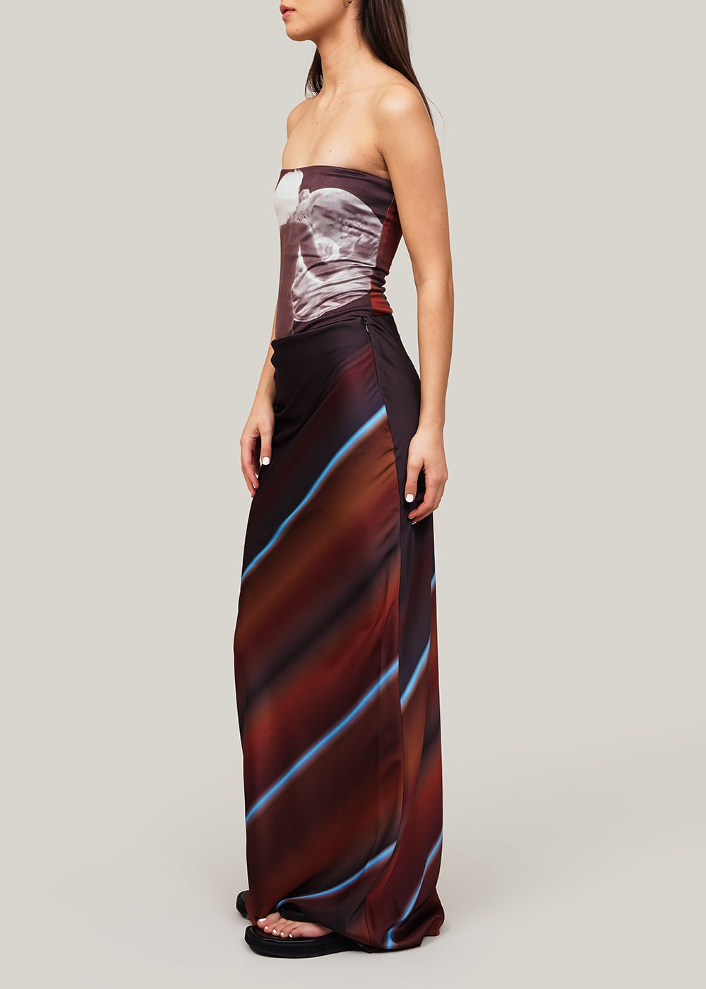 ELLISS Surreal Stripe Silky Maxi Skirt - New Classics Studios Sustainable Ethical Fashion Canada
