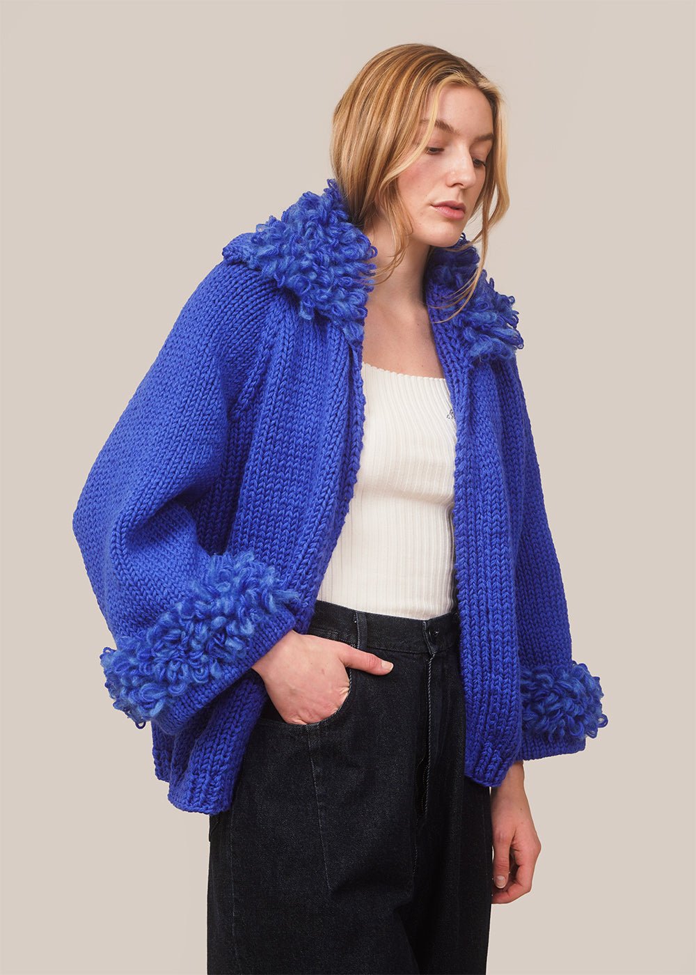 Frisson Knits Blue Fleur Jacket - New Classics Studios Sustainable Ethical Fashion Canada