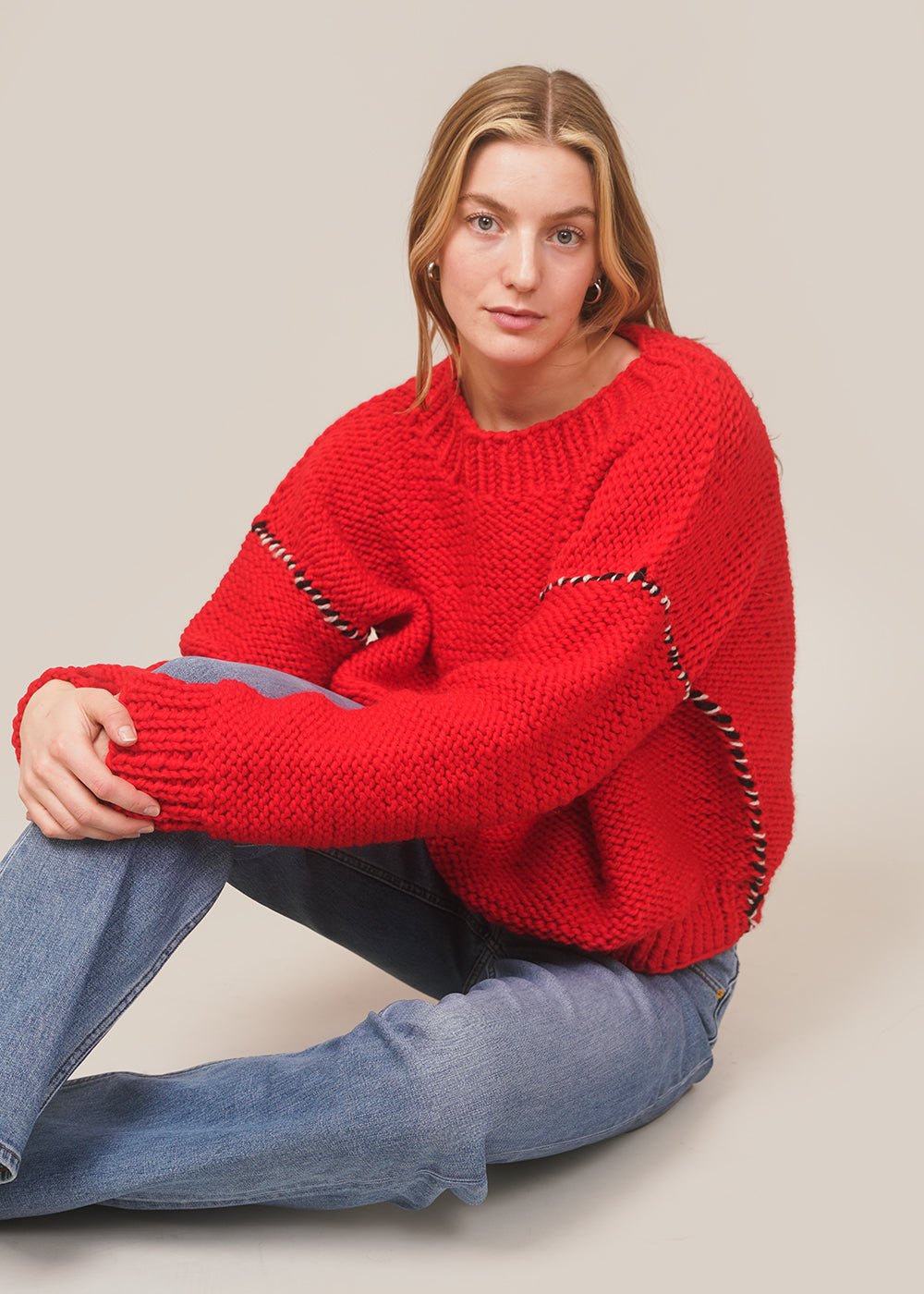 Deconstructed Sweater in Red by FRISSON KNITS – New Classics Studios