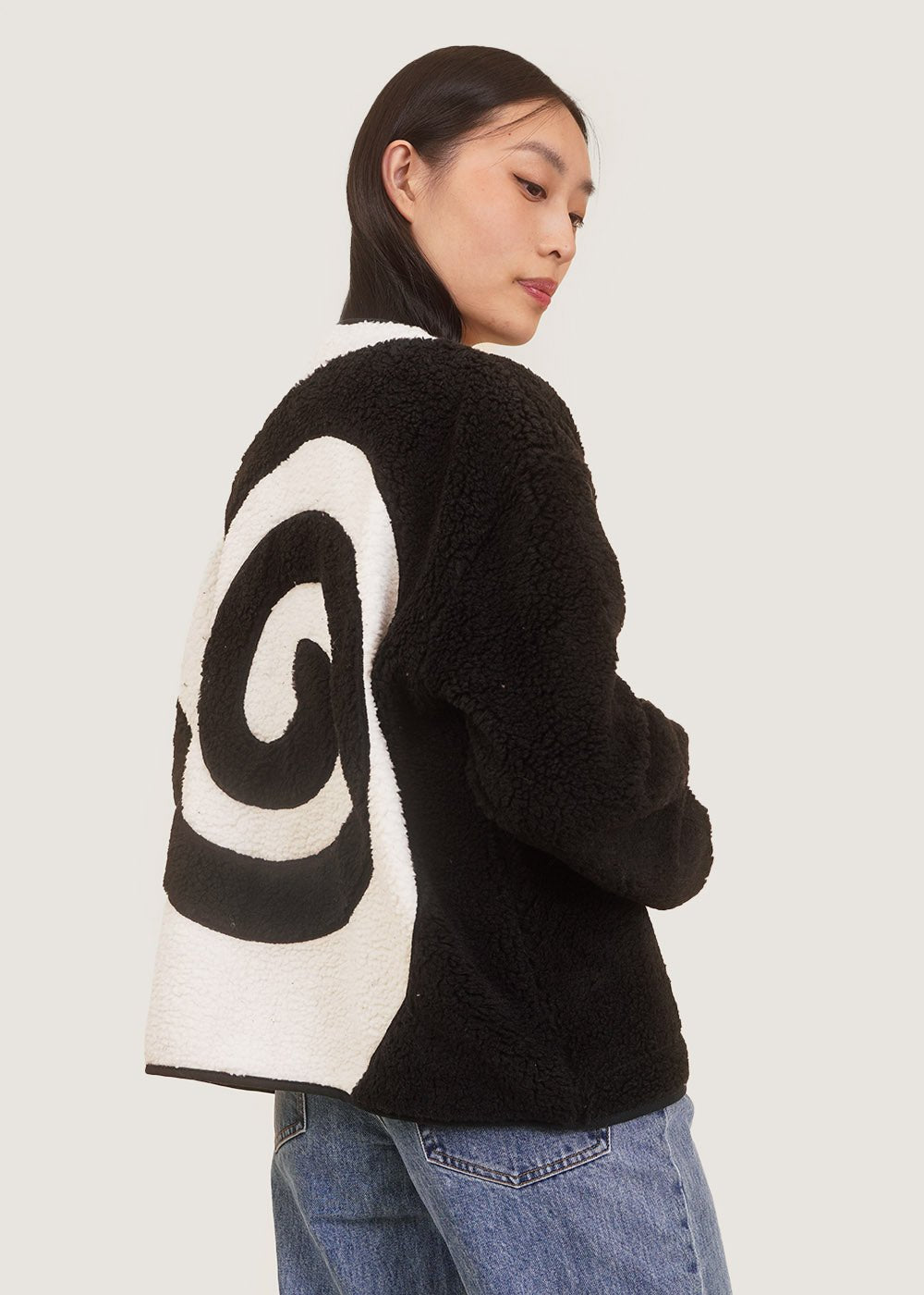 Grön Kulle Black Sherpa Twirl Jacket - New Classics Studios Sustainable Ethical Fashion Canada