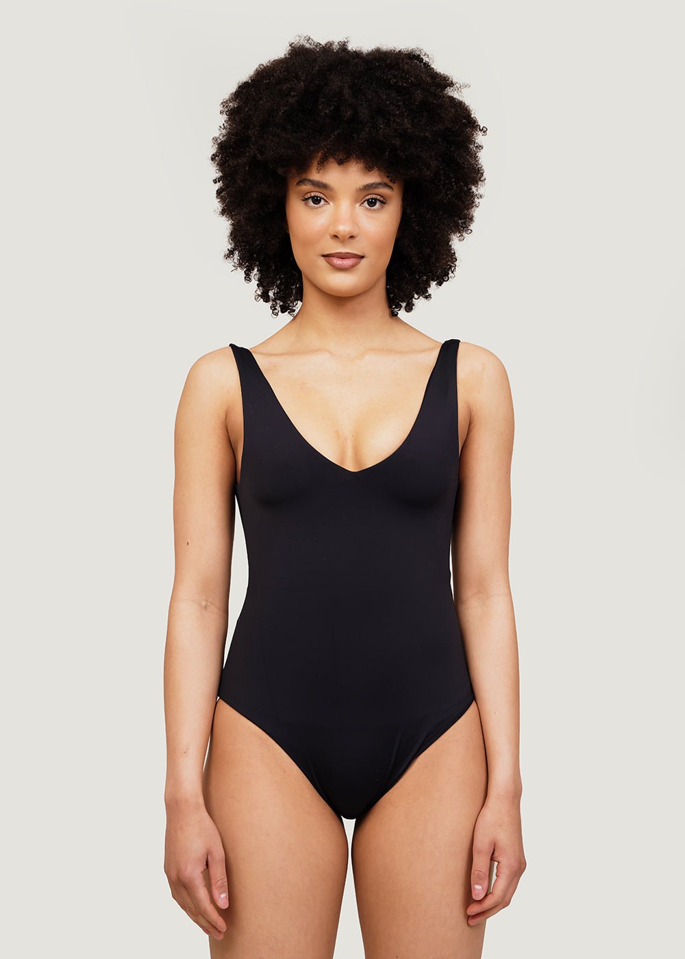 Plunge One Piece Swimsuit in Black by KYE INTIMATES – New Classics Studios