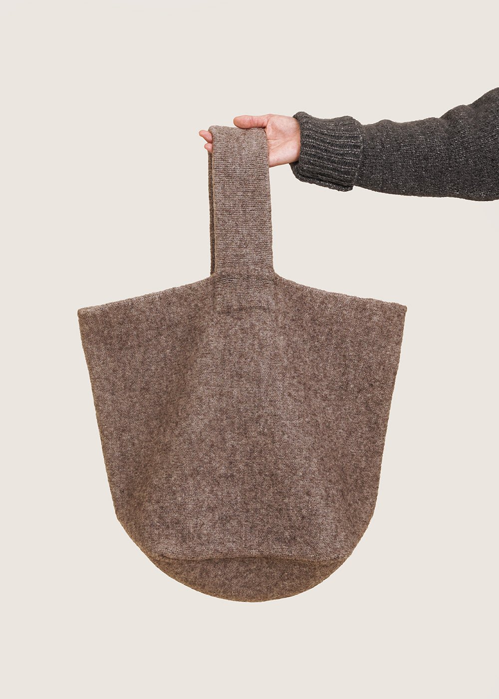Grey Wool Knit Bucket Bag