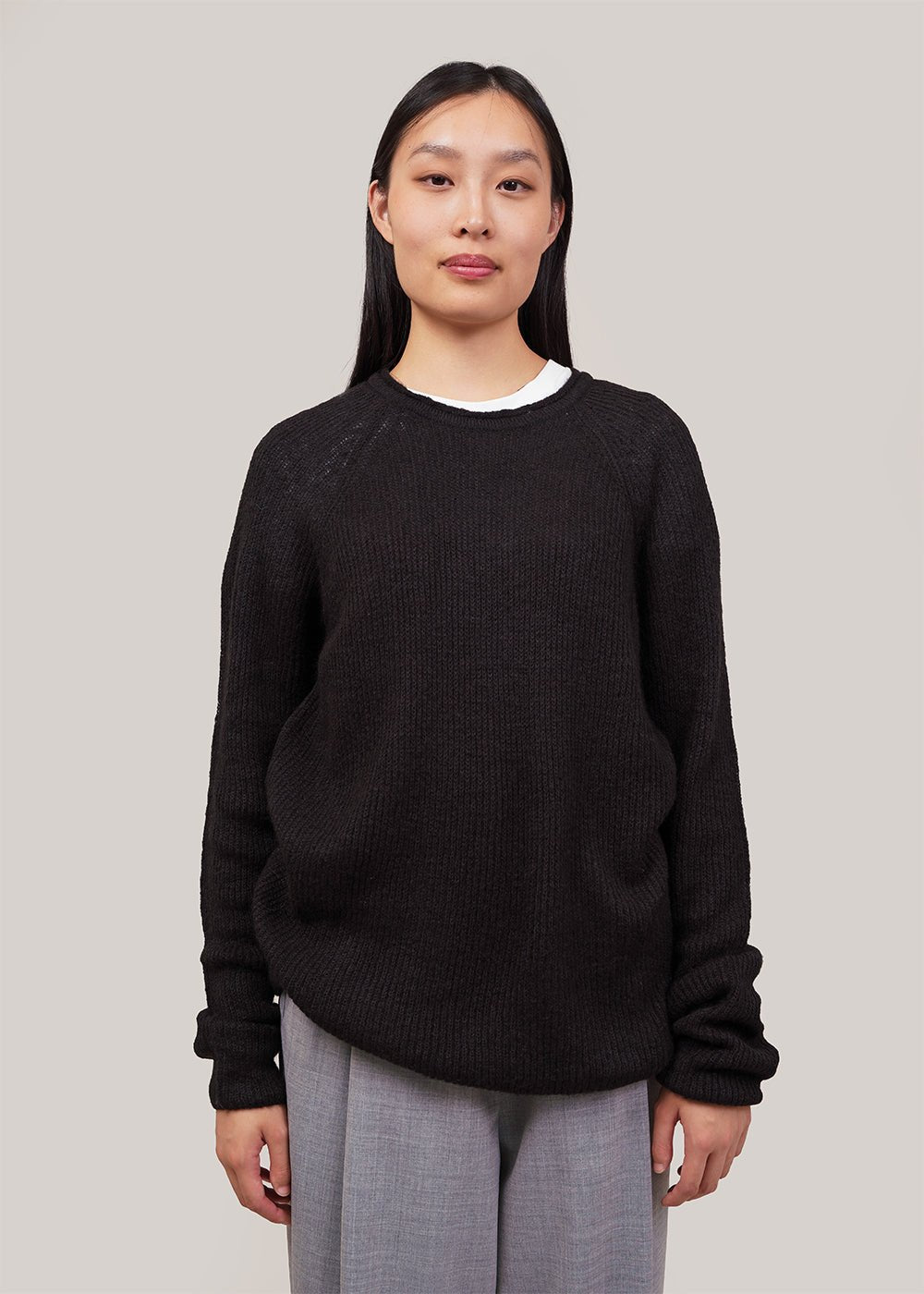 Mijeong Park Black Mohair Blend Crew Neck Sweater - New Classics Studios Sustainable Ethical Fashion Canada