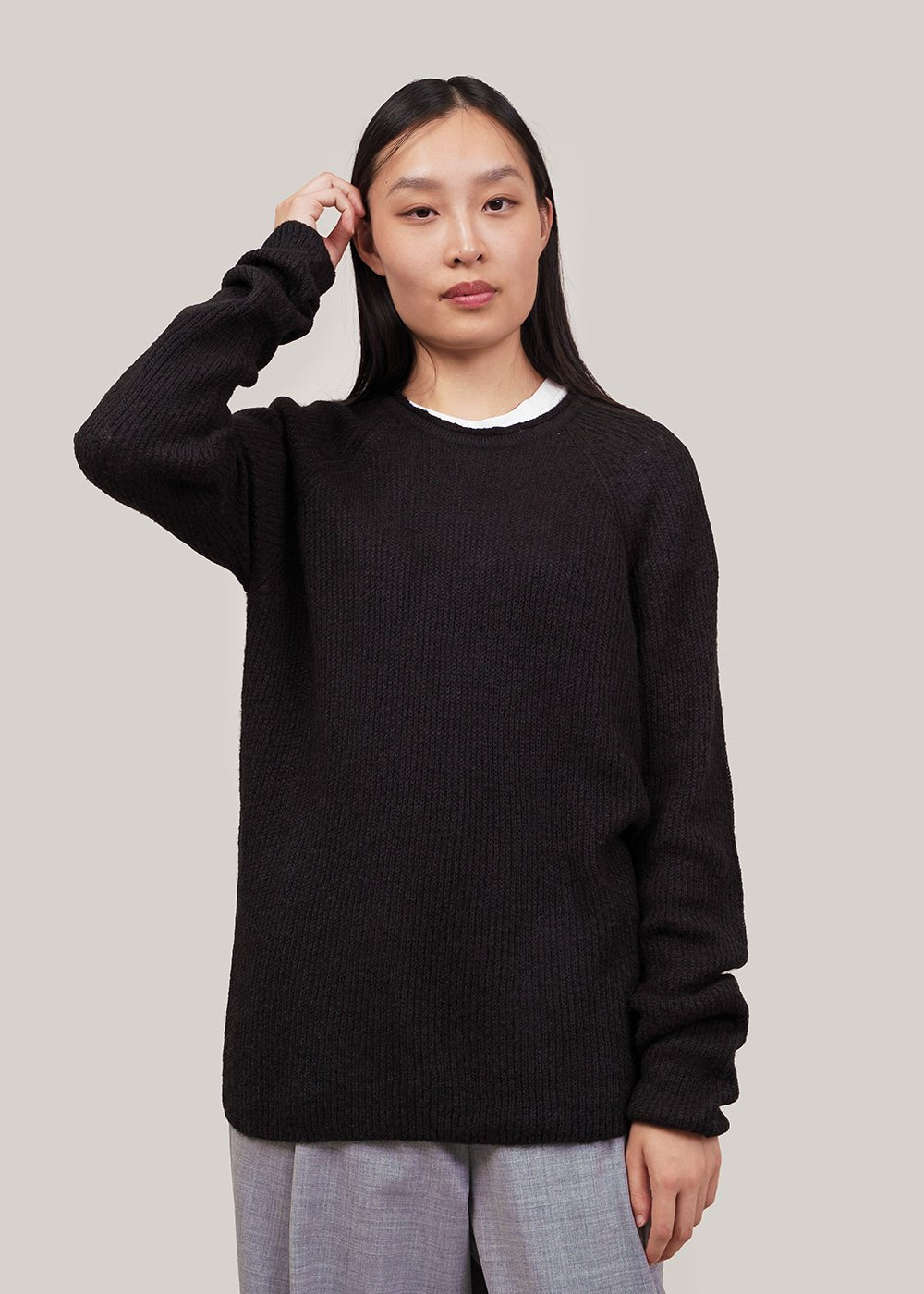Mijeong Park Black Mohair Blend Crew Neck Sweater - New Classics Studios Sustainable Ethical Fashion Canada