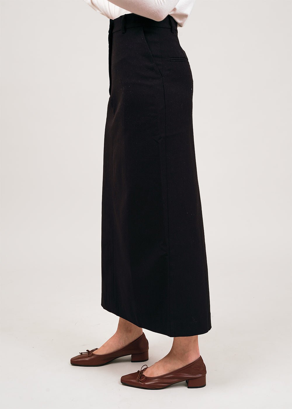 Mijeong Park Black Wool Blend Midi Skirt - New Classics Studios Sustainable Ethical Fashion Canada