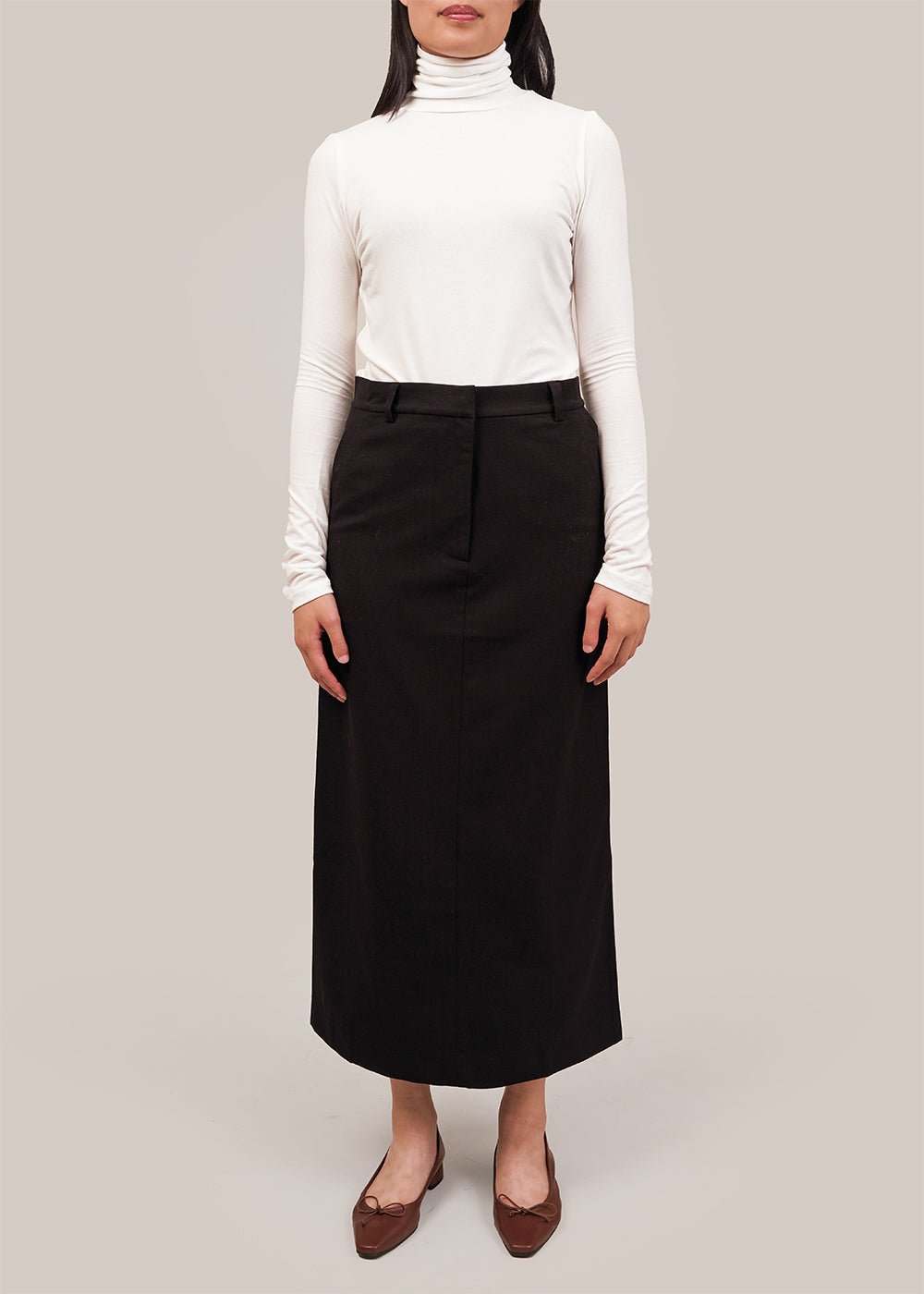 Mijeong Park Black Wool Blend Midi Skirt - New Classics Studios Sustainable Ethical Fashion Canada