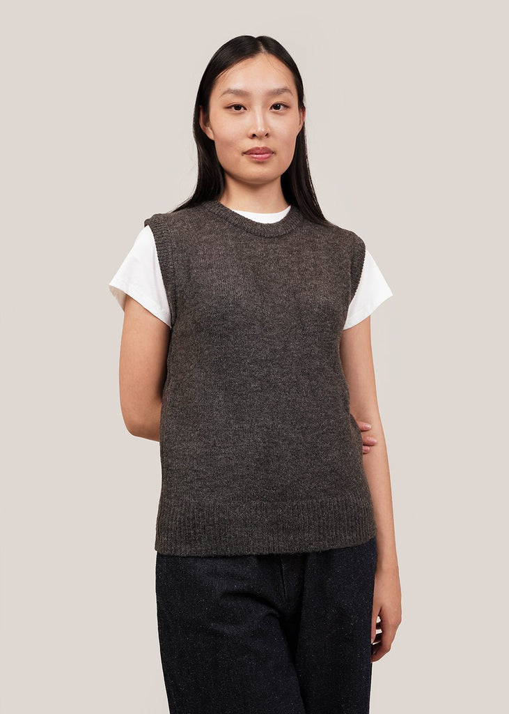 Mijeong Park Charcoal Crew Neck Vest - New Classics Studios Sustainable Ethical Fashion Canada