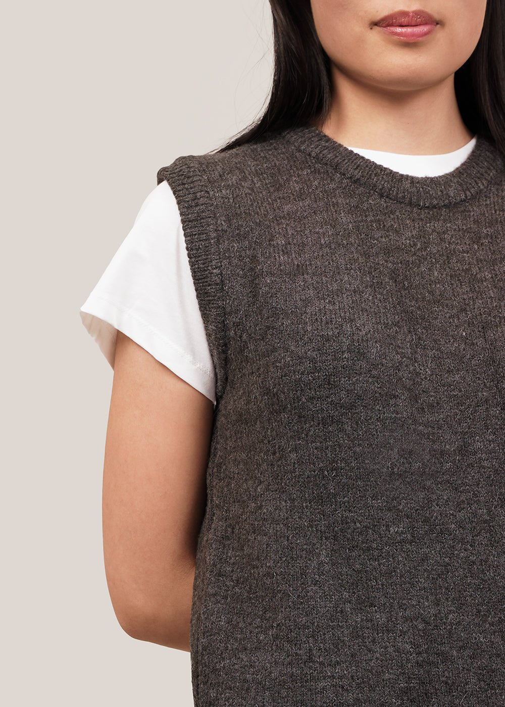 Mijeong Park Charcoal Crew Neck Vest - New Classics Studios Sustainable Ethical Fashion Canada