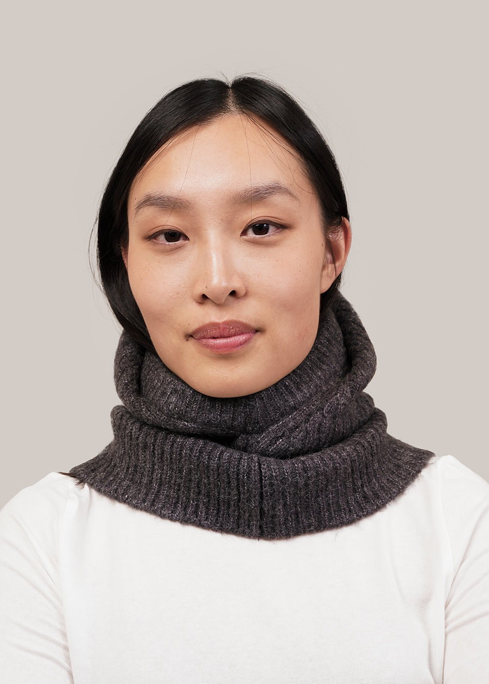 Mijeong Park Charcoal Ribbed Knit Balaclava - New Classics Studios Sustainable Ethical Fashion Canada