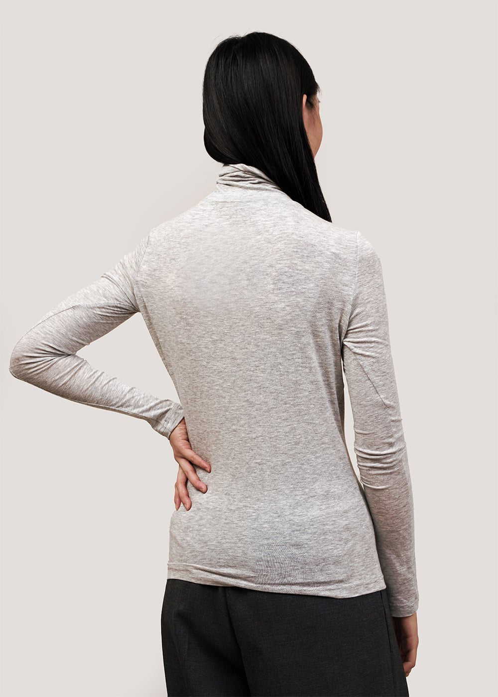 Mijeong Park Heather Grey Roll Neck Jersey Top - New Classics Studios Sustainable Ethical Fashion Canada