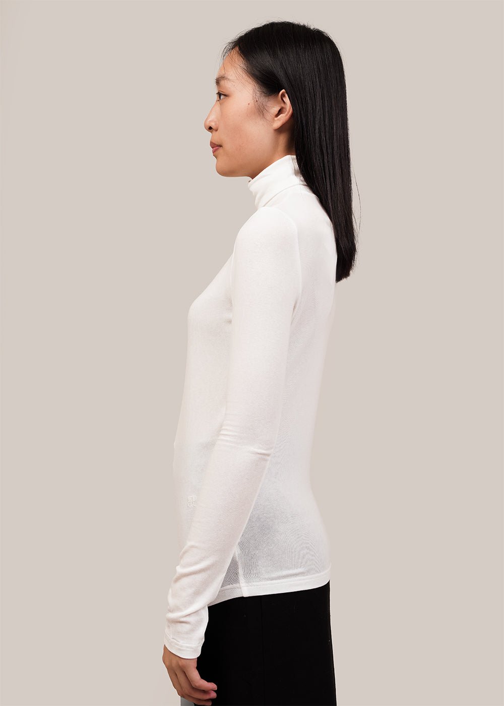 Mijeong Park White Roll Neck Jersey Top - New Classics Studios Sustainable Ethical Fashion Canada