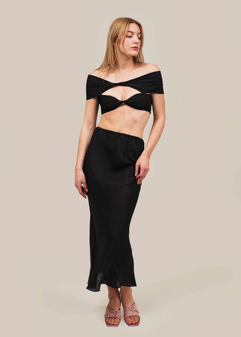 Modern Weaving Black Double Bandeau Top - New Classics Studios Sustainable Ethical Fashion Canada