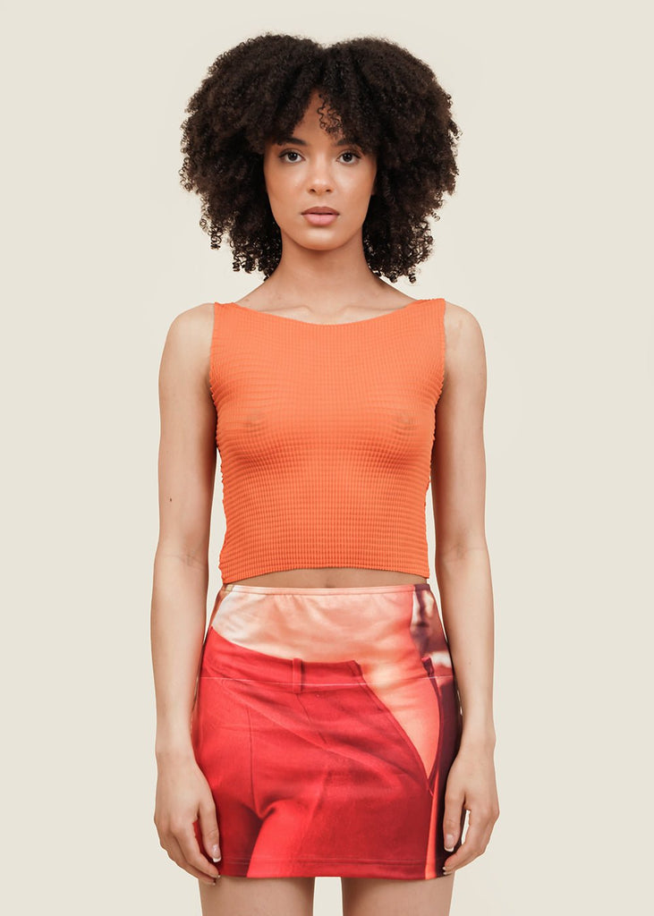 Nin Studio Electric Coral Pleated Singlet - New Classics Studios Sustainable Ethical Fashion Canada