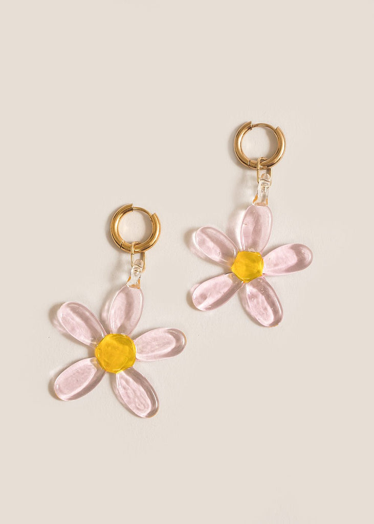 NINFA Pink Flower Hoop Earrings - New Classics Studios Sustainable Ethical Fashion Canada