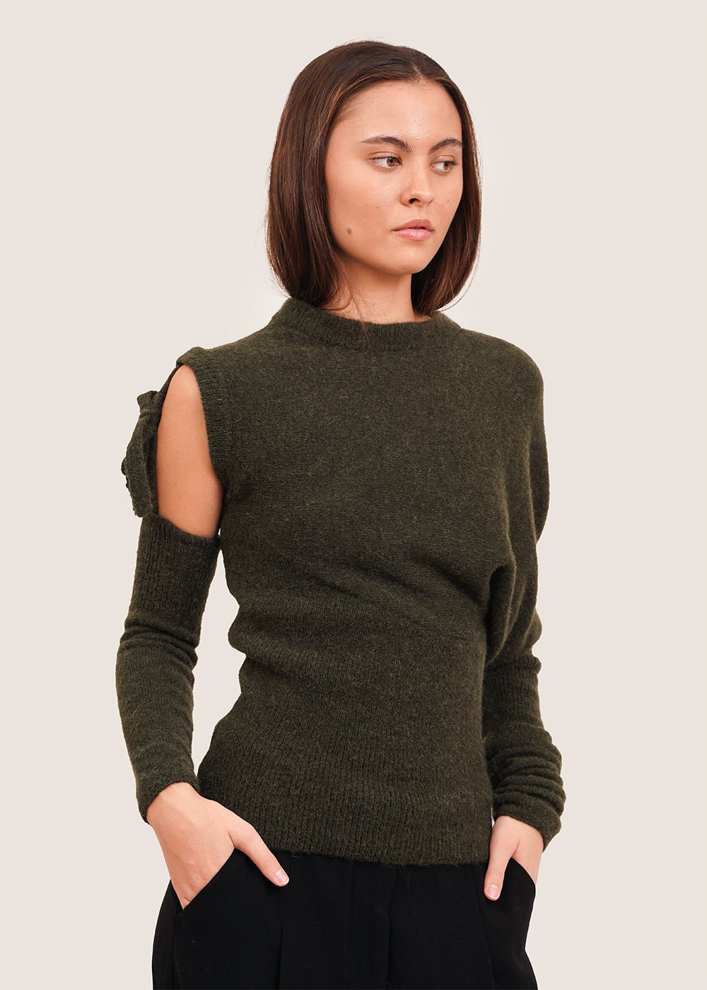 Paloma Wool Dark Khaki Carlita Sweater - New Classics Studios Sustainable Ethical Fashion Canada