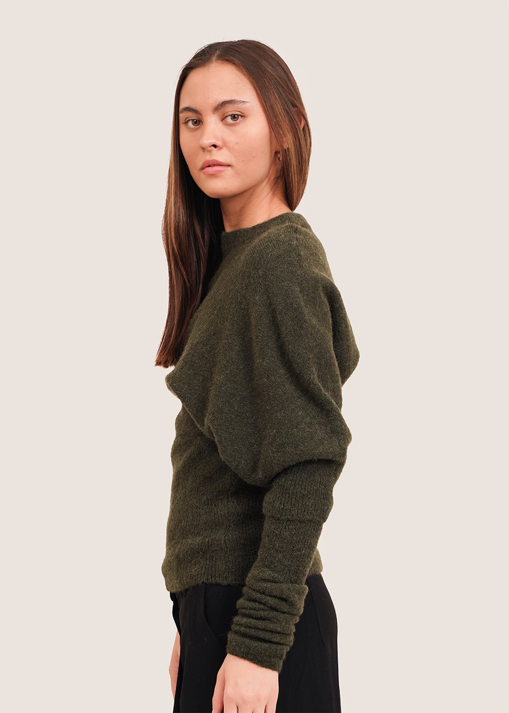 Paloma Wool Dark Khaki Carlita Sweater - New Classics Studios Sustainable Ethical Fashion Canada