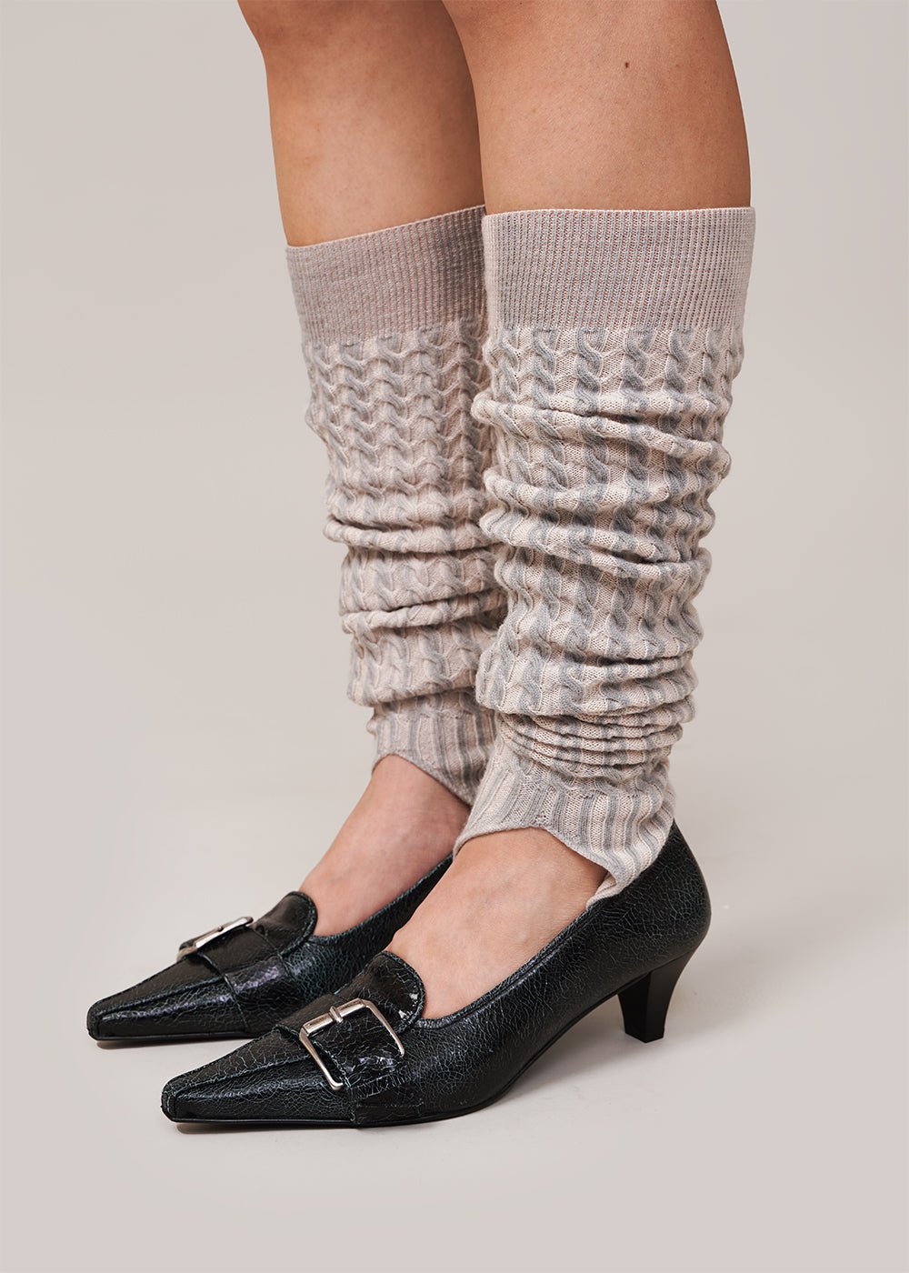 Grey wool gaiters for women, warm leggings. Wool leg warmers