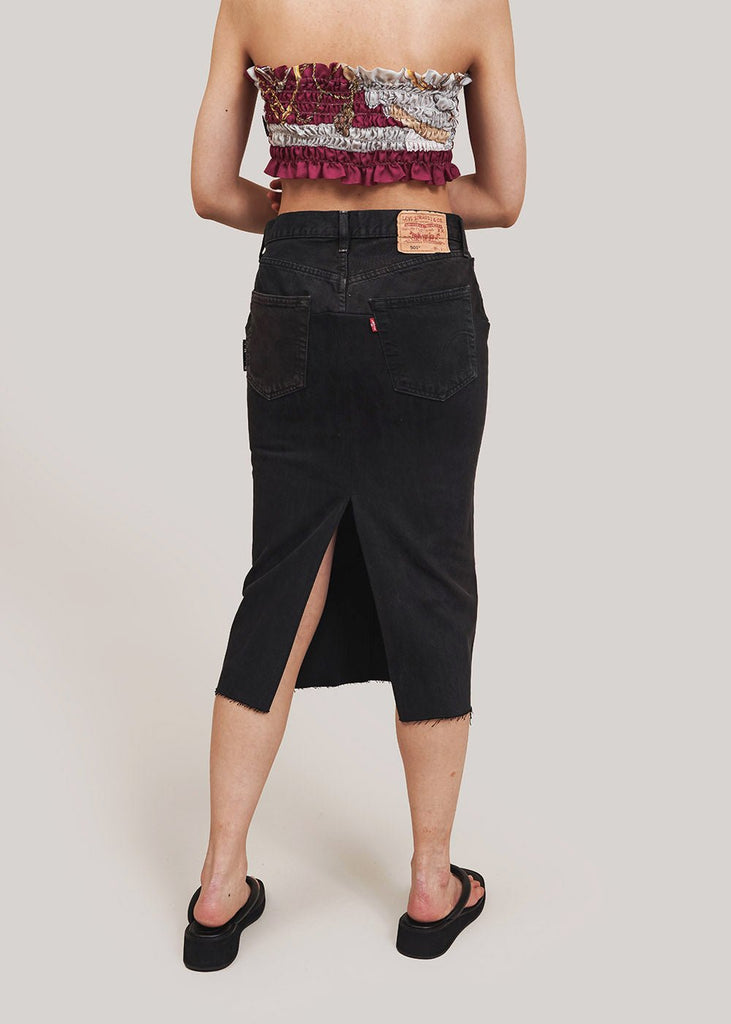 Paris RE Made Black Vintage Denim Skirt - New Classics Studios Sustainable Ethical Fashion Canada