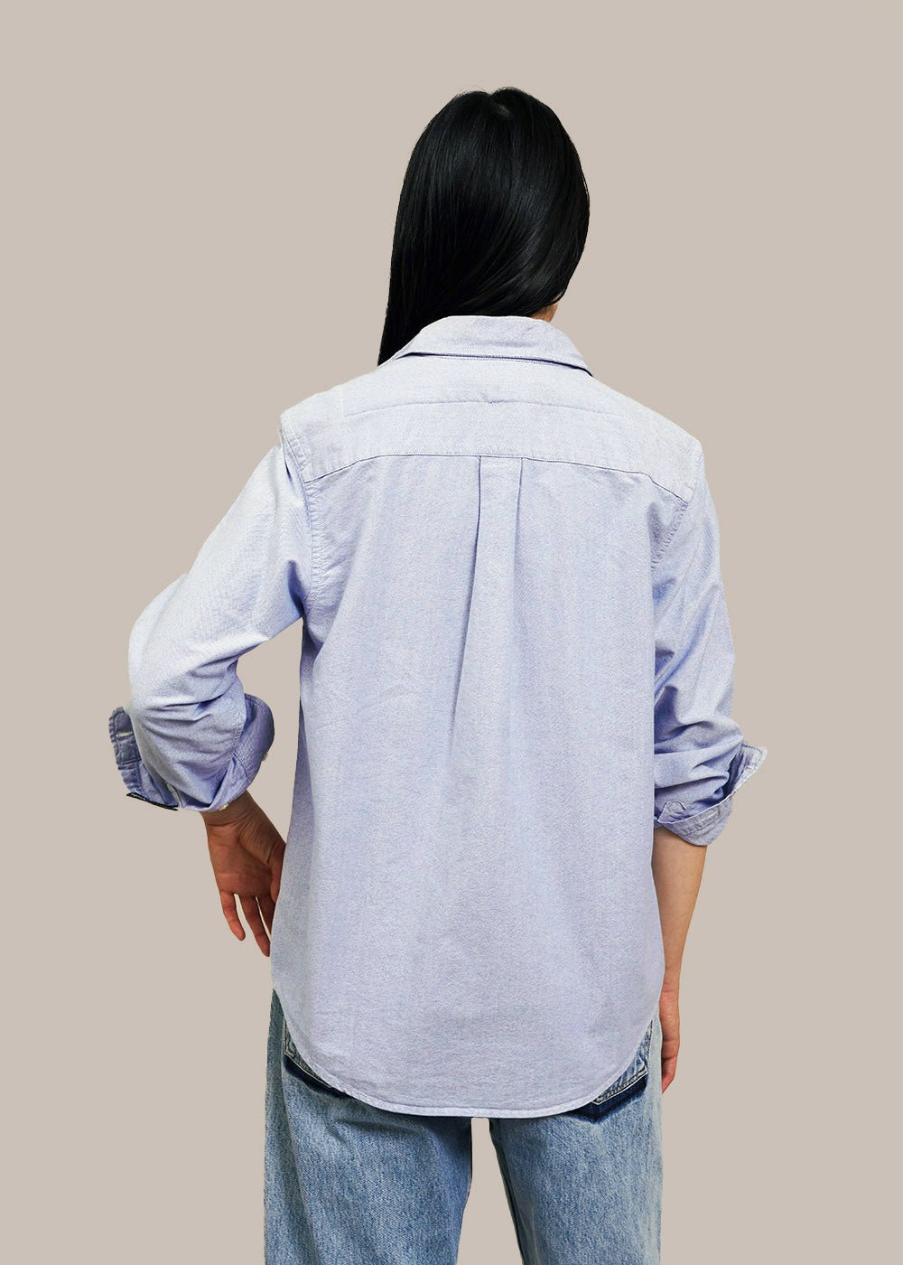 Paris RE Made Blue Double Collar Vintage Shirt - New Classics Studios Sustainable Ethical Fashion Canada