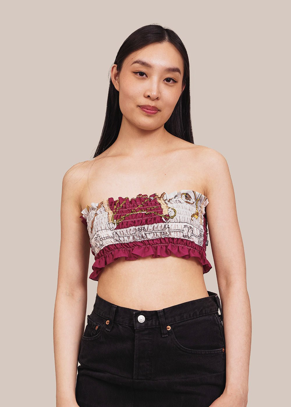 Two-Piece Sheer Drawstring Cropped Shirt - AIR SPACE