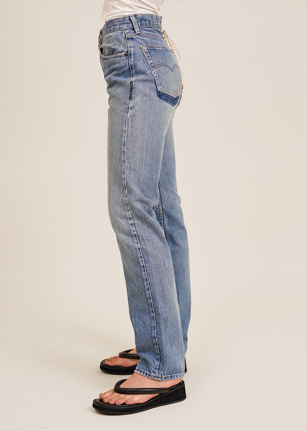 Paris RE Made Vintage Back Eyelet Jeans - New Classics Studios Sustainable Ethical Fashion Canada