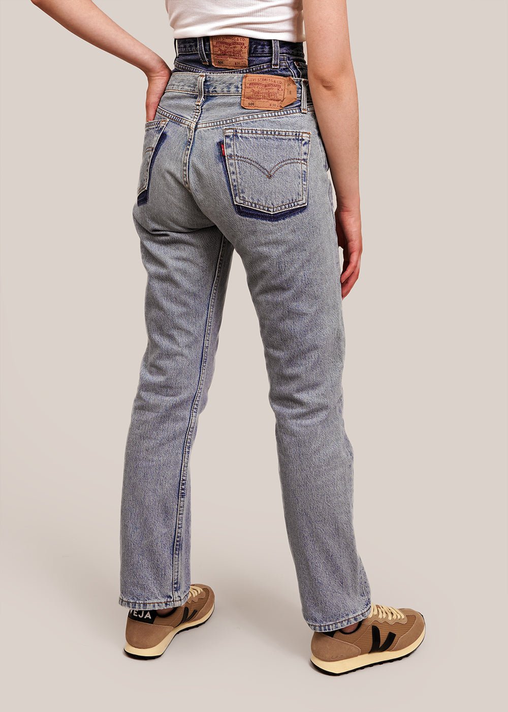 Double Waist Jeans in Blue by PARIS RE MADE – New Classics Studios