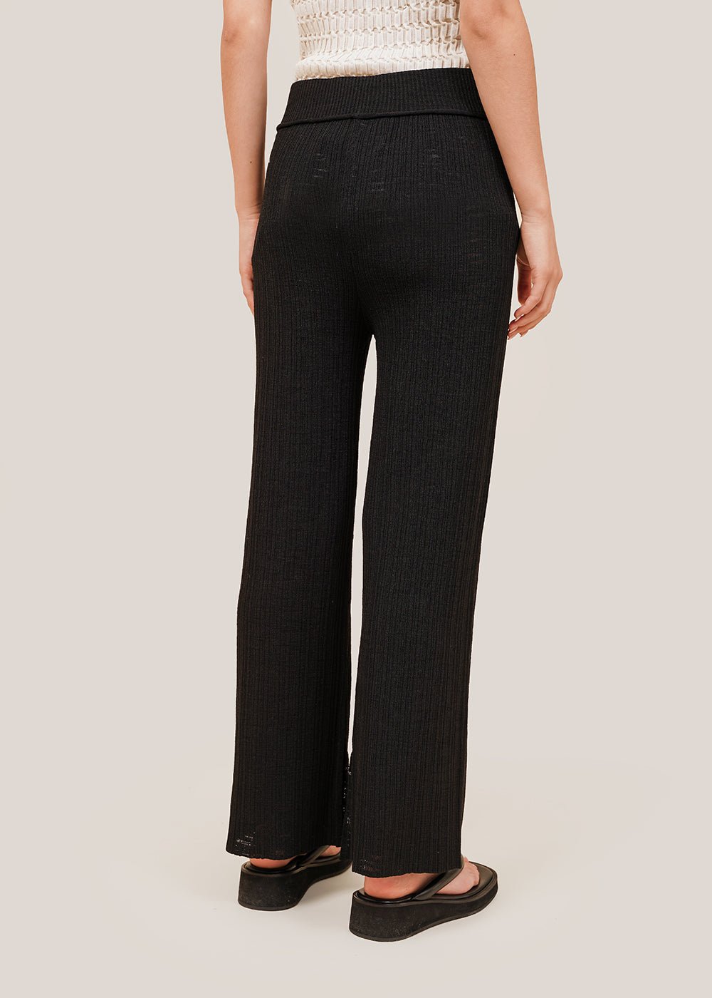 Shop Textured Palazzo Pants in Regular Fit with Side Tape Detail Online