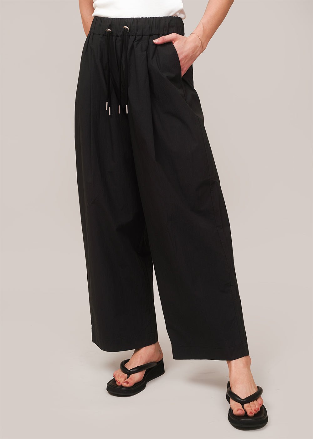 Fundamental T in Cafe au Lait & Relaxed Fit Belted Stretch Pant in
