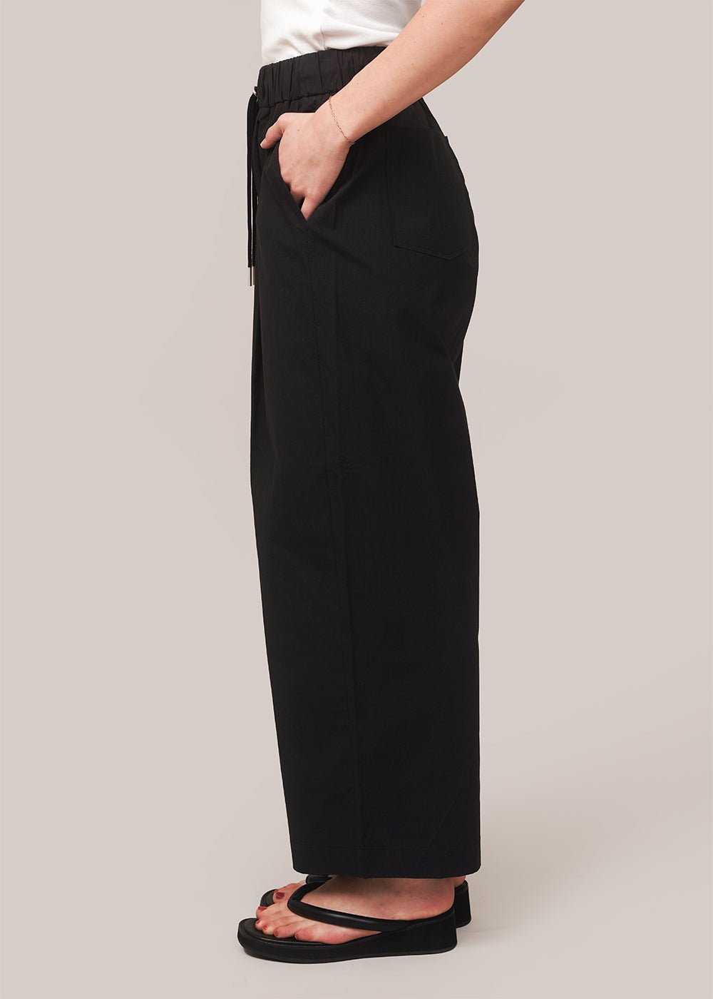 Relaxed Drawstring Pants in Black by ST. AGNI – New Classics Studios