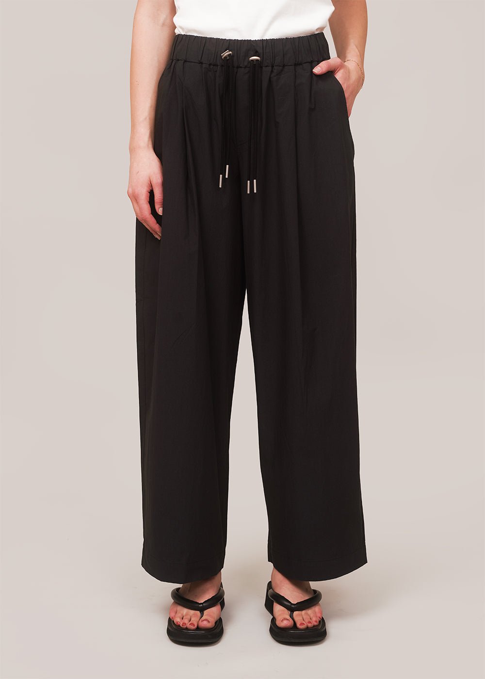 St. Agni Black Drawstring Relaxed Pants - New Classics Studios Sustainable Ethical Fashion Canada