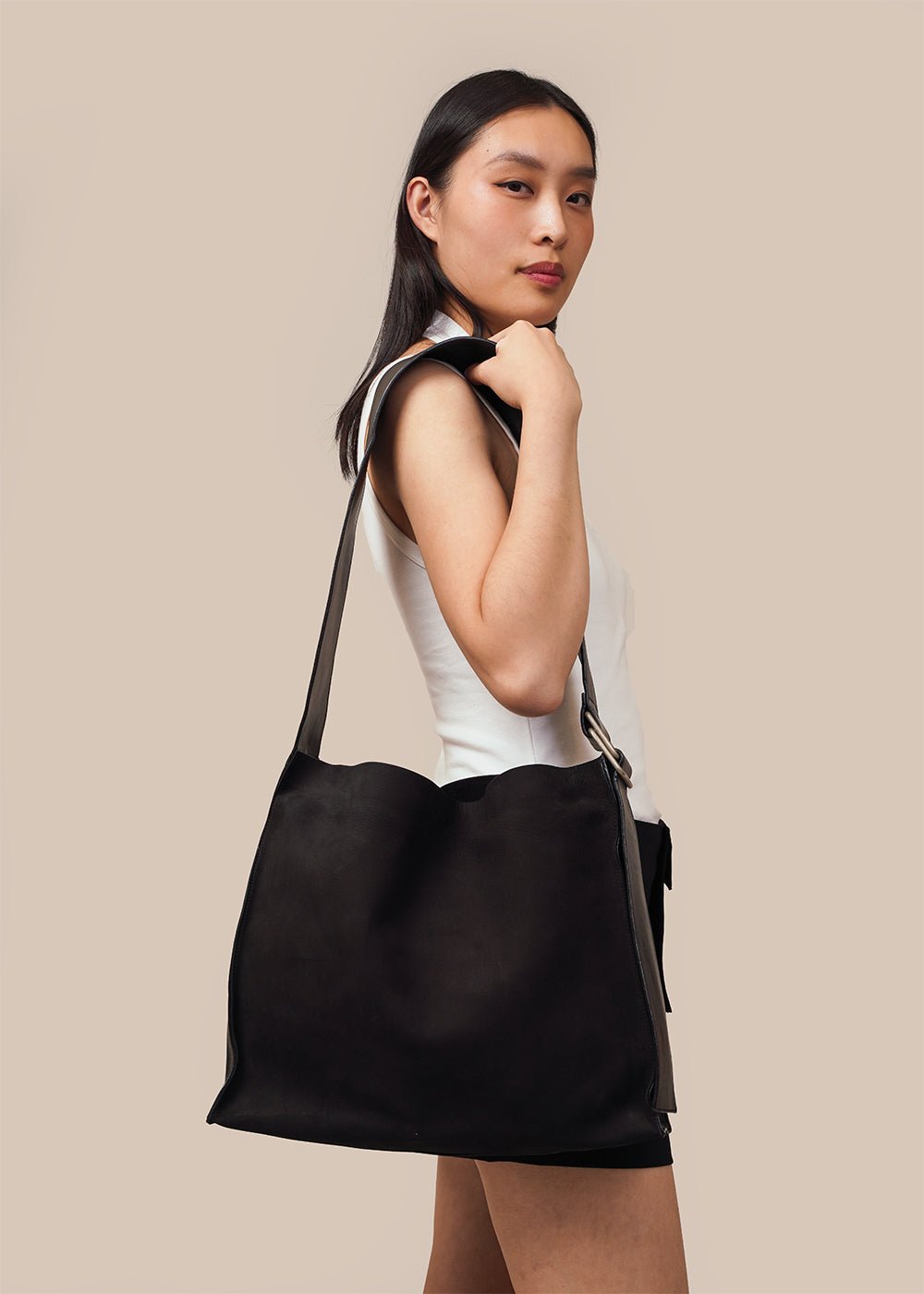 St. Agni Black Ring Detail Bag - New Classics Studios Sustainable Ethical Fashion Canada