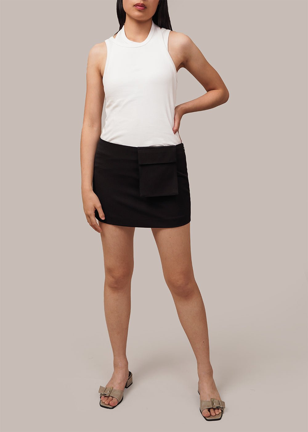 St. Agni Black Utilitarian Pocket Mini Skirt - New Classics Studios Sustainable Ethical Fashion Canada