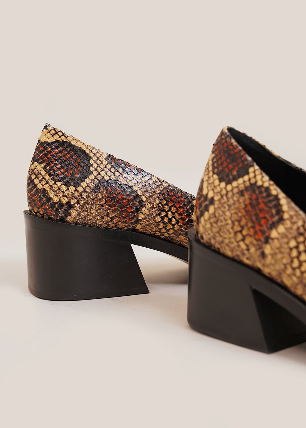 Suzanne Rae Faux Snake Wide Toe Pump - New Classics Studios Sustainable Ethical Fashion Canada