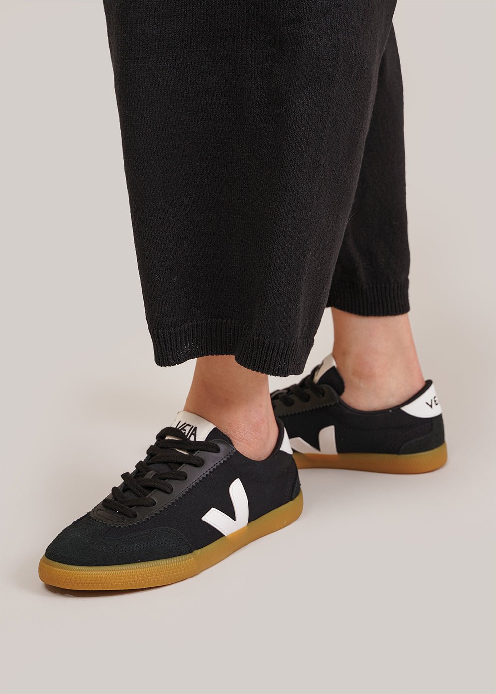 Veja Black White Natural Volley Canvas Sneakers - New Classics Studios Sustainable Ethical Fashion Canada