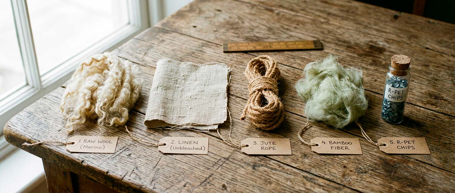Five natural fiber samples